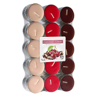 Waxinelichtjes/theelichten geurkaarsen   chocolade kersen   30x   4 branduren   Kaarsen   Dia 4 cm