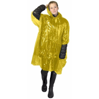 Wegwerp regenponcho   geel   voor volwassenen   met capuchon   budget line