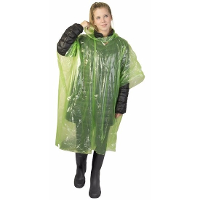 Wegwerp regenponcho   groen   voor volwassenen   met capuchon   budget line