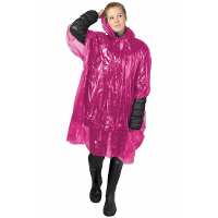 Wegwerp regenponcho   roze   voor volwassenen   met capuchon   budget line