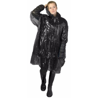 Wegwerp regenponcho   zwart   voor volwassenen   met capuchon   budget line