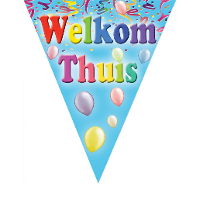 Welkom thuis vlaggetjes slinger/vlaggenlijn   5 meter   10 puntvlaggetjes   Feestartikelen
