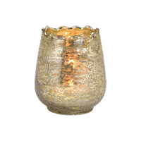 Windlicht/kaarsenhouder   champagne goud   8 x 9 x 8 cm   glas   waxinelichtjes