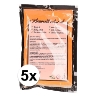 Zakje Holi kleurpoeder   5x   oranje   100 gram   feestartikelen   Heilig Indiaas kleurenpoeder