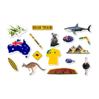 Zakje tafel Confetti Australie thema   ongeveer 54x stuks   Feestartikelen/versieringen