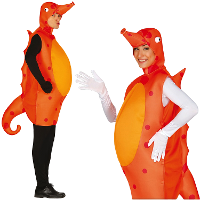 Zeepaardje carnaval kostuum voor volwassenen   verkleedpak   dierenpak   oranje