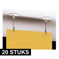Zelfklevende plafondhaak   20x   met oog   kunststof   3,9 cm