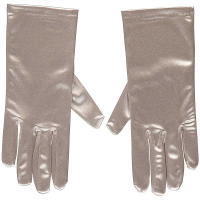 Zilveren verkleed handschoenen kort satijn 20 cm   Carnaval   Party/feest handschoenen