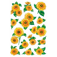 Zonnebloemen glitter thema stickers   28x stuks   kinderstickers   stickervellen   decoratie artikel