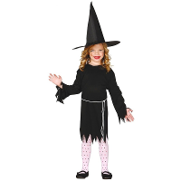Zwart heksen verkleed kostuum voor meisjes   Halloween   met hoed