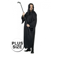 Merkloos Zwarte dood horror / halloween kostuum grote maat