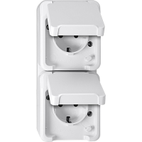Merten 4074949 AquaStar Compleet Wandcontactdoos met randaarde en klapdeksel spatwaterdicht Polar wit 2 voudig 1 stuk(s)