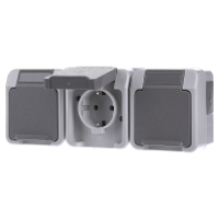 Schneider Electric MEG2391 8029 AquaStar Compleet Wandcontactdoos met randaarde en klapdeksel spatwaterdicht Lichtgrijs 3 voudig 1 stuk(s)