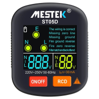 MESTEK Socket tester Detector bedrading Elektroscoop Elektrische Stekker Kleurenscherm RCD Veiligheidstest Elektrische T