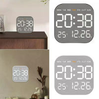 Afstandsbedienings digitale wandklok LED alarmklok metalen geborstelde textuur groot display scherm thuis kantoor slaapk