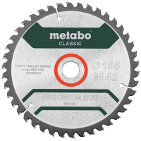 Metabo Precision cut Wood   Classic 165X20 Z42 WZ 5° 628026000 Hardmetaal cirkelzaagblad 165 x 20 x 1.2 Mm Aantal tanden: 42 1 stuk(s)