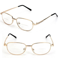 Metal Frame Rimmed Comfortable Bifocal Presbyopic Fatigue Relieve Reading Glasses Strength 1.0 1.5 2.0 2.5 3.0