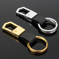 Metal Leather Strap Cars Keyring Keychains Key Chain Ring Key Fob Holder Gift