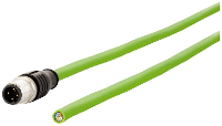 Metz Connect 142M1D10020 M12 Netwerkkabel, patchkabel CAT 5e SF/FTP 2.00 M Groen PUR mantel, Zuurbestendig, Ozonbestendig, UV bestendig, Geschikt voor