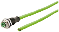 Metz Connect 142M2X20050 M12 Netwerkkabel, patchkabel CAT 6A S/FTP 5.00 M Groen PUR mantel, Zuurbestendig, Ozonbestendig, UV bestendig, Geschikt voor