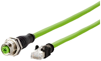 Metz Connect 142M4D25050 M12 Netwerkkabel, patchkabel CAT 5e S/UTP 5.00 M Groen PUR mantel, Zuurbestendig, Ozonbestendig, UV bestendig, Geschikt voor
