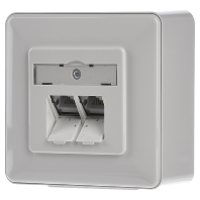 Metz Connect 130C381001 I Netwerkdoos Inbouw Inzet met centraalstuk en frame CAT 6A 2 poorten Parel wit