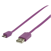 Micro USB kabel plat (paars 1m) voor o.A. Smartphones
