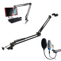 Microphone Suspension Boom Scissor Arm Stand Holder For Studio Broadcast