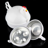 Microwave 4 Eggs Boiler Cooker Poacher Boiled Chicken Shaped