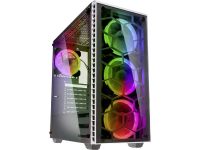 Midi tower PC behuizing Kolink Observatory RGB Wit 4 voorgeÃ¯nstalleerde LED ventilators, Zijvenster, Stoffilter, Harde schijf installatie zonder gereedschap