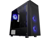 Midi tower PC behuizing Thermaltake Versa J22 Tempered Glass RGB Zwart, RGB 3 voorgeÃ¯nstalleerde LED ventilators, Zijvenster