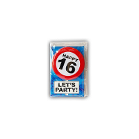 16 Jaar geworden Happy Birthday kaart   met cadeau button   Verjaardag wenskaart