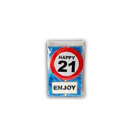 21 Jaar geworden Happy Birthday kaart   met cadeau button   Verjaardag wenskaart