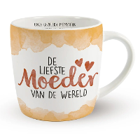Cadeau koffie/thee mok moeder   wit/oranje   lieve mama   porselein   Moederdag