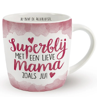 Cadeau koffie/thee mok moeder   wit/roze   lieve mama   porselein   Moederdag