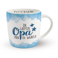 Cadeau koffie/thee mok opa   wit/blauw   lieve opa   porselein
