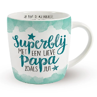 Cadeau koffie/thee mok vader   wit/groen   lieve papa   porselein   Vaderdag