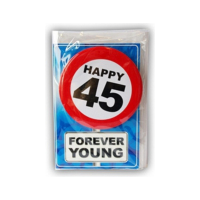 Verjaardagskaart 45 jaar   Happy Birthday   met cadeau button   Verjaardag wenskaart