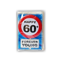 Verjaardagskaart 60 jaar   Happy Birthday   met cadeau button   Verjaardag wenskaart