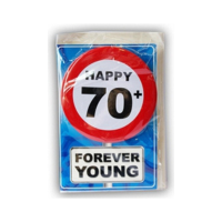 Verjaardagskaart 70 jaar   Happy Birthday   met cadeau button   Verjaardag wenskaart