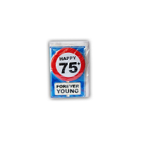 Wenskaart   Happy Birthday   75 jaar   ansichtkaart   met button