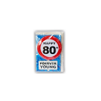 Wenskaart   Happy Birthday   80 jaar   ansichtkaart   met button