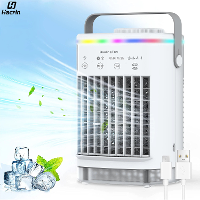 Mini Airconditioner 700ml Hoge Capaciteit USB koelventilator met Vier Snelheden Wind Instellen Sfeerverlichting en Natuu