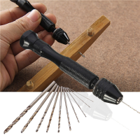 Mini Aluminum Hand Drill With Keyless Chuck And 10 Twist Drills Rotary Tool