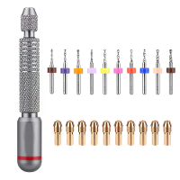Mini Pin Vise Handboor Set Precisie 360 Rotatie Metaalconstructie Antislip Handvat 10 Chuck 10 Spiral Boorbits Hout PVC