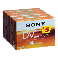 MiniDV tapes Sony DV Premium 60, 5 pack