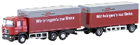 Minis by Lemke LC4608 N Vrachtwagen MAN F90, 3 assige kofferhangertrein Rail Cargo Austria (ÖBB)