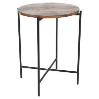MISOU Bijzettafel Salontafel Metaal met Acacia Hout 40X48CM