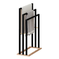 MISOU Handdoekrek Zwart Handdoekhouder Vrijstaand Badkamer Bamboe Accessoires...