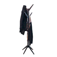 MISOU Kapstok Staand Zwart 177 cm 8 Haken Hout